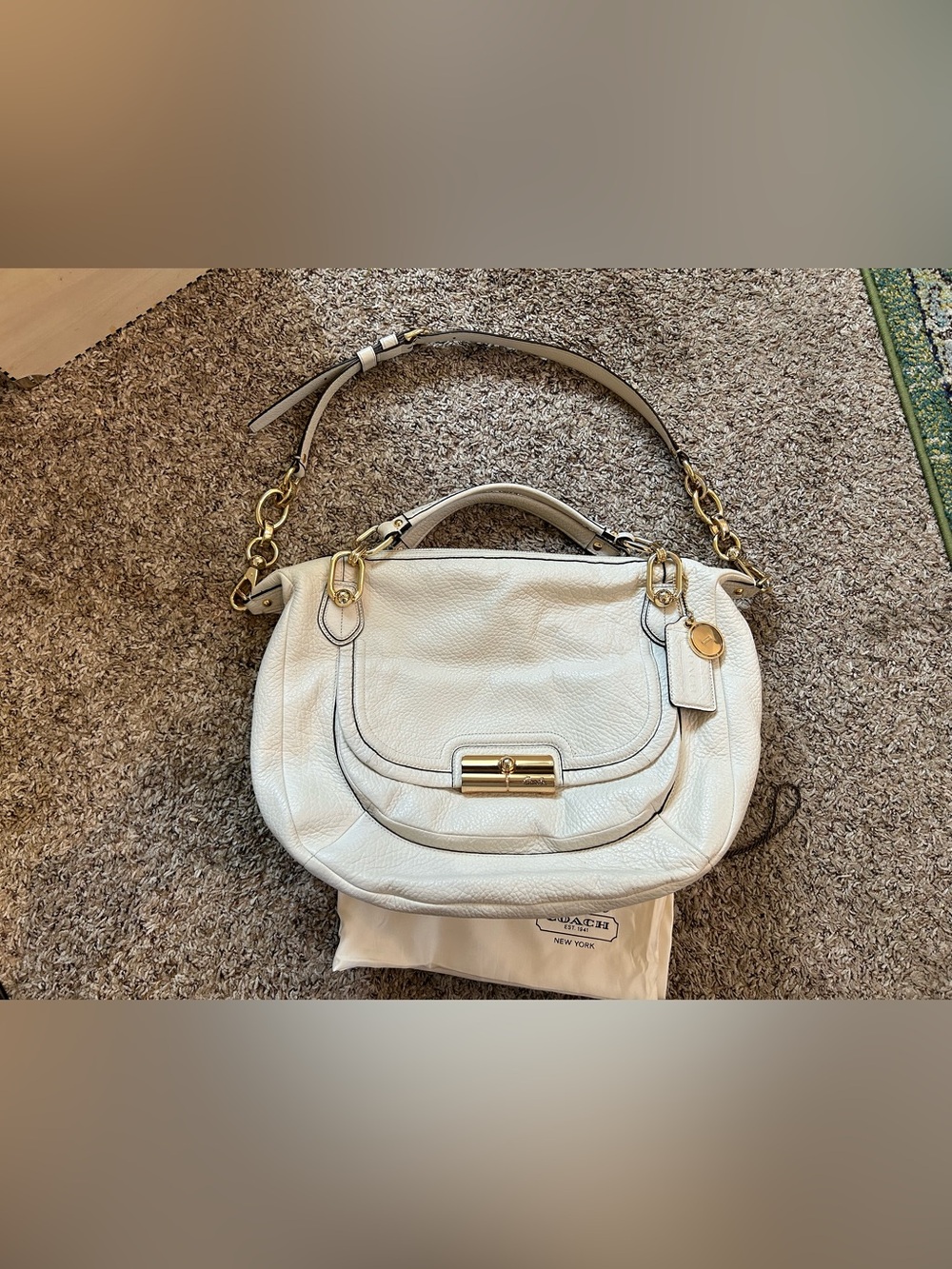 Coach Kristen y2k 00s white leather elevated round oversized shoulder bag